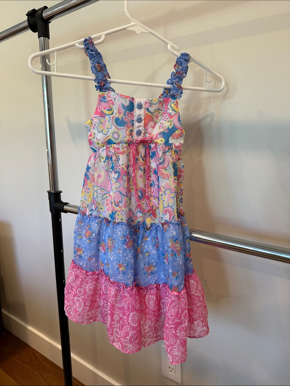 Jona Michelle Pink and Blue Floral Tiered Sundress